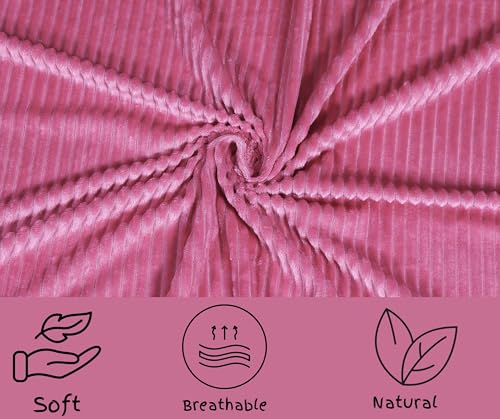 Image of RD TREND Presents Velvet 250 GSM Self Stripe Pillow Cover Set of 2 with Zipper, Size -18 inch x 28 inch Inches (45x71 Cm) (Pink)