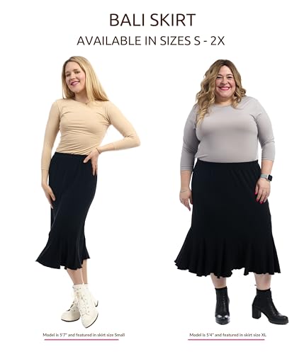 ESTEEZ Stretchy A-Line Skirt for Women - Knee Length/Midi4