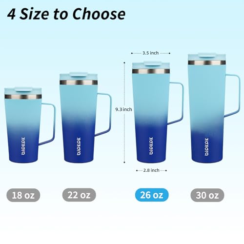 Image of BJPKPK 26oz Insulated Tumbler with Handle, Lid & Straw, Stainless Steel