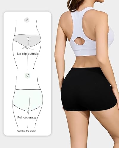 Nexgenz Cotton Boyshorts Underwear for Women, 2-Inch Leg Boyshort Panties, Anti Chafing Soft Stretchy Full Coverage 4 Pack Black Large — view 3