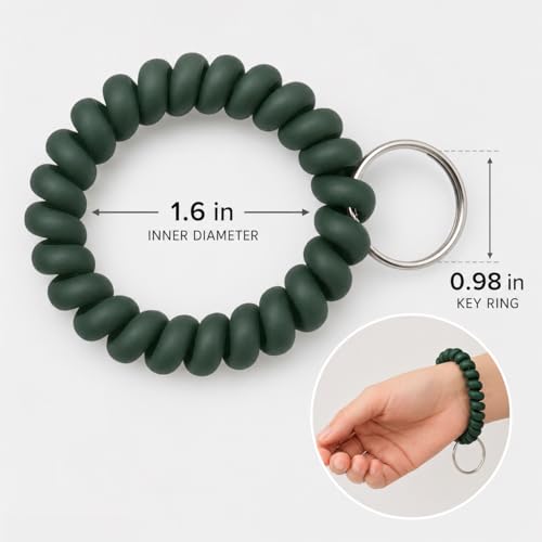 Image of BIHRTC Pack of 6 Wrist Keychain Spiral Stretchable Plastic Coil Wrist Key Holder Stretch Wristband Elastic Stretchable Spiral Bracelet Key Holder Key Ring for ID Badge Sauna Outdoor Sport