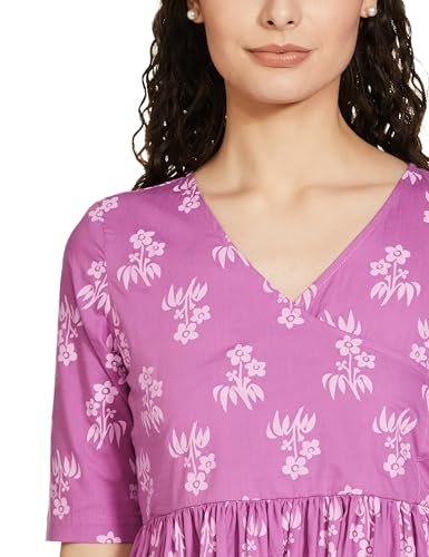 Image of Amazon Brand - Myx Women's Cotton Relaxed Fit A Line Kurta (Available in Plus Sizes)