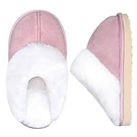 IceUnicorn Girls Slippers Memory Foam Suede Toddler Kids Slippers Cosy Winter Warm Lightweight Anti-slip House Shoes (Pink,30/31)