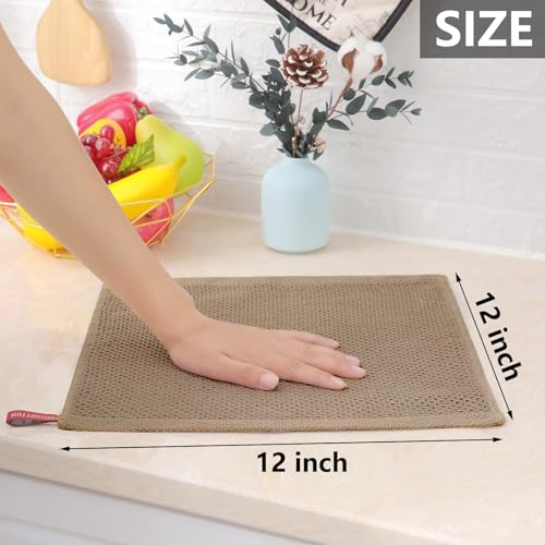 Image of Homaxy 100% Cotton Waffle Weave Kitchen Dish Cloths, Ultra Soft Absorbent Quick Drying Dish Towels, 12 x 12 Inches, 12-Pack, Tan