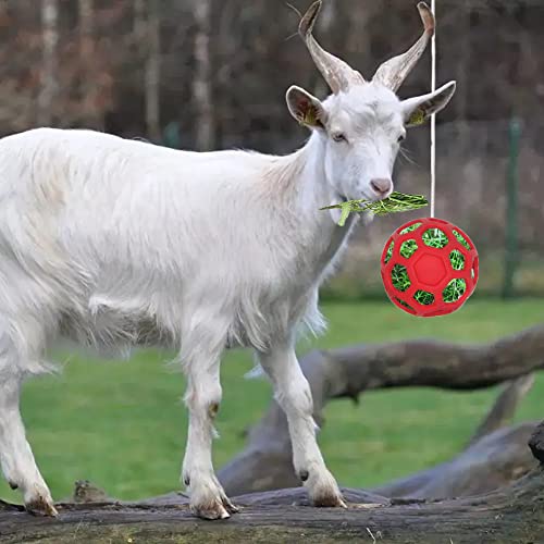 Woyous Goats Treat Ball And Hay Net For Goats Set, Hanging Hay Feeder Bag With Holes Can Slow Feed, Goat Feeder Ball Toy For Horse Goat Sheep Relieve Stress #TOP2