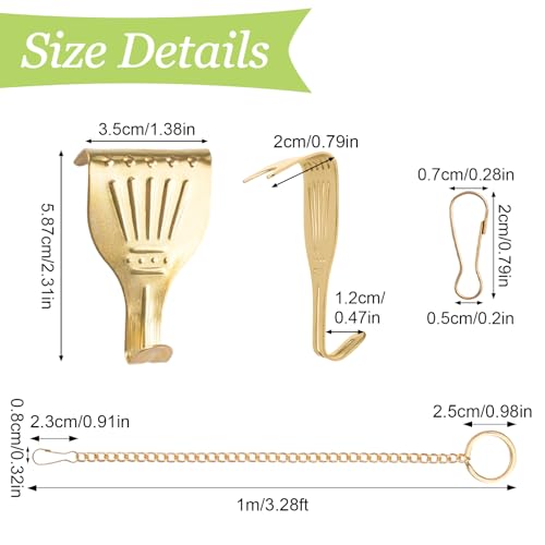 Image of Picture Hanging Kit 6Pcs Picture Rail Hooks & 6Pcs Chains, Metal Rail Hanging Hooks Picture Display Hanging System for Wall Picture, Exhibition(Gold,1M)