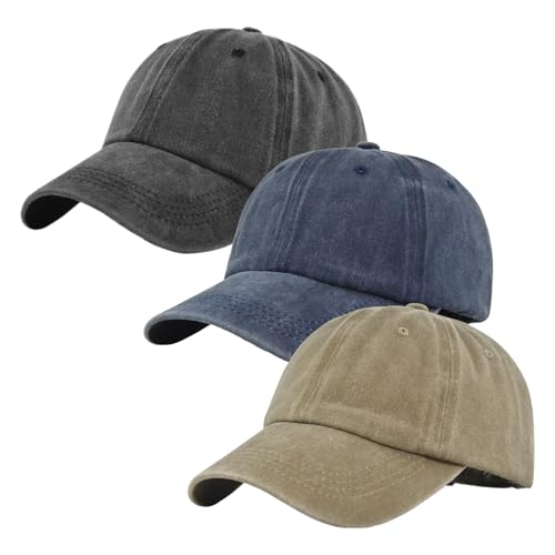LUYIEDHA 3 gorras de béisbol ajustables, unisex, negro, algodón, para hombre y mujer, verano, primavera, otoño, diario
