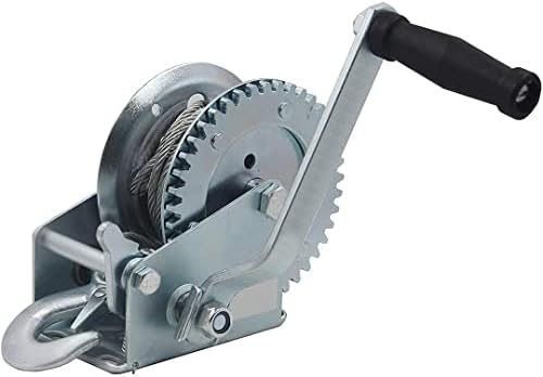 QMCAHCE 3000LBS Heavy Duty Manual Winch Boat Trailer Winch(with 8m Steel Wire Rope), Crank Pull Winch, Two Way Ratchet Hand Winch for Trailer ATV UTV Tugboat
