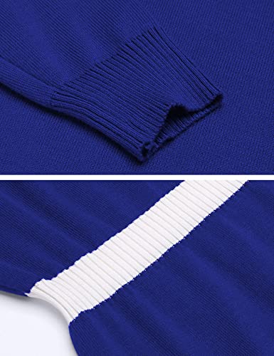 Image of Beyove Women's Colorblock Striped Long Sleeve Cotton Knit Sweater Bodycon Dress XS-XXL