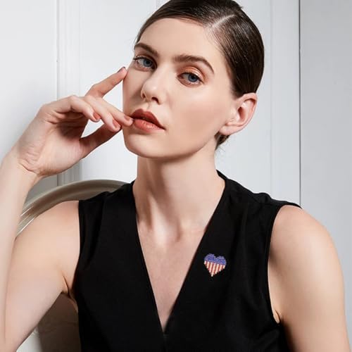 Image of Rhinestone Bowknot USA Flag Brooch Pin for Women Fashion Crystal 4th of July American Patriotic Medal Blue Red Brooches Independence Memorial Day Jewelry