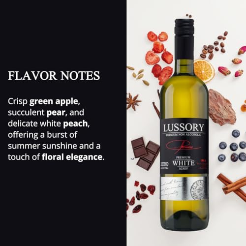 Image of Lussory Premium Airen Alcohol Removed 0.0% Dealcoholized Non Alcoholic White Wine From Spain, Low Calories, Low Sugar, Halal Certified (750ml, 6 Bottles)