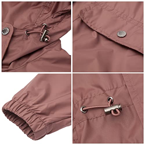Rokka&Rolla Women's Lightweight Rain Jacket Hooded Anorak Windbreaker Long Trench Raincoat #TOP3