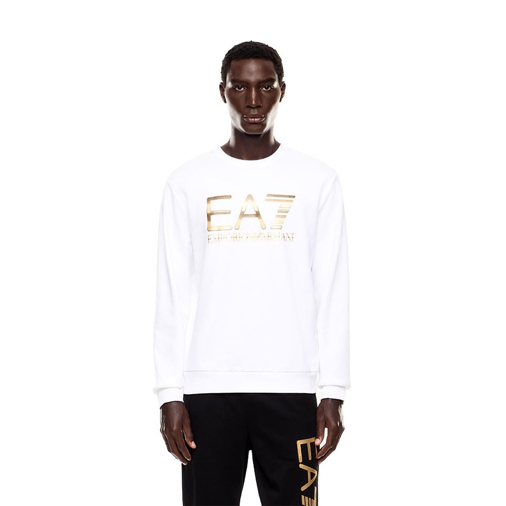 EA7 Emporio Armani Felpa Uomo Girocollo Logo Series In Cotone Stretch Con Maxi Logo 7M001191AF17787 8033995854305 - M Bianco M-image