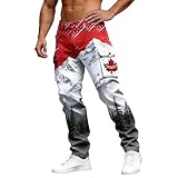 Générique Pantalon décontracté Utilitaire Homme avec Poches imprimées pour Style Quotidien et Occasions festives (Red, XL)
