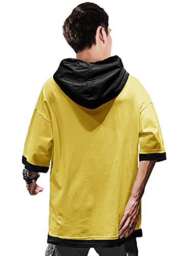 Image of EYEBOGLER Men's Trendy Hooded Neck Half Sleeves Solid T-Shirt