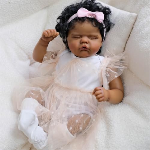 Reborn Baby Mädchen 19 Zoll Reborn Puppe Weichem Stoffkörper Handgefertigte Babypuppen wie EIN Echtes Lebensecht Vinyl Bewegliche Rbaby Puppe Kinder ab 3 Jahren – Bild 5