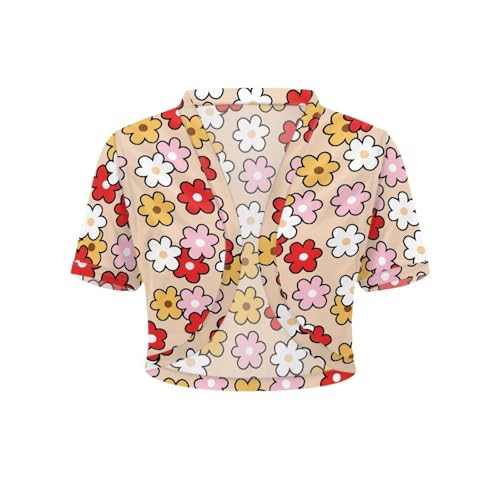 Image of Womens Short Sleeve Cardigans Lightweight Summer Cardigan Trendy Bolero Shrug Cute Floral Cardigan Sheer Bolero