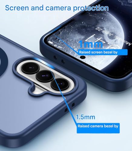 Image of Elzzi Magnetic Guard Case for Samsung Galaxy A37 5G [MagSafe Compatible] Translucent Matte Hard PC + TPU Hybrid Slim Shockproof Anti-Scratch Protective Cover, Navy