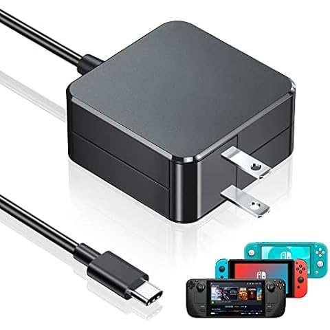 Feirsh 45W Charger for Steam Deck and Switch, AC Adapter Steam Charger Fast USB-C Steam Power Adapter for Nintendo Switch/Lite/OLED/Xbox Controller/Phone with 5.9FT USB Type C Cable Cover