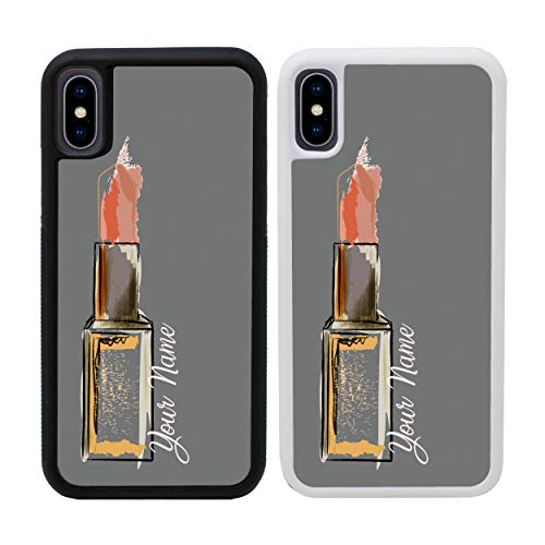 I-CHOOSE LIMITED Rouge à Lèvres Étui de Téléphone Personnalisé pour Apple iPhone X XS Coque Personnalisée Personnel Votre Nom Pare-Chocs Écran 5.8