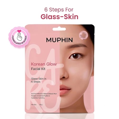 Image of Korean Glow Facial Kit | 6-Steps For Glass-Skin | Adds Instant Radiance | Fades Dark Spots | Clarifies & Nourishes | With Kakadu Plum & Rice | 49g
