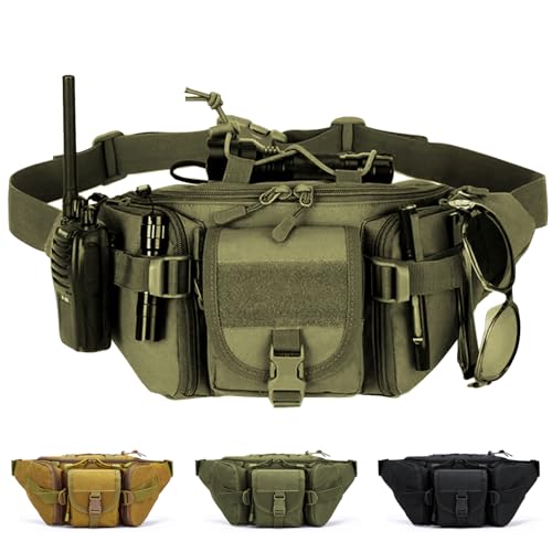 Taeku Marsupio Tattico, Impermeabile Sportivo Molle Marsupio per Esterni Escursione Caccia Trekking (Verde)