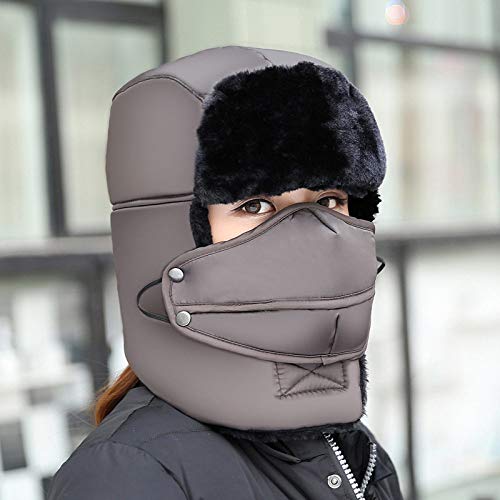 Chapeau aviateur homme bleu chaud et windproof avec masque de protection