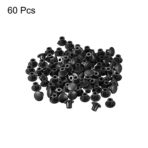 Image of uxcell Screw Hole Plugs, 10mm(25 /64 inch) Dia PP Snap in Shelf Button Flush Type Caps for Furniture Cabinet Cupboard, Black 60 Pcs