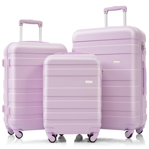 Hardshell Luggage Sets 3 Piece, Purple Luggage Set with Spinner Wheels & TSA Lock, Lightweight Suitcase Set for Women Girls, 20/24/28 Inch (Purple)