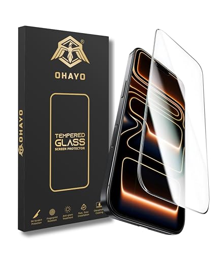 Image of OHAYO Tempered Glass Screen Protector Compatible with iPhone 17 Pro Max - 9H Hardness, HD Clear, Bubble-Free Installation, Scratch & Impact Resistant, Case-Friendly Full Coverage