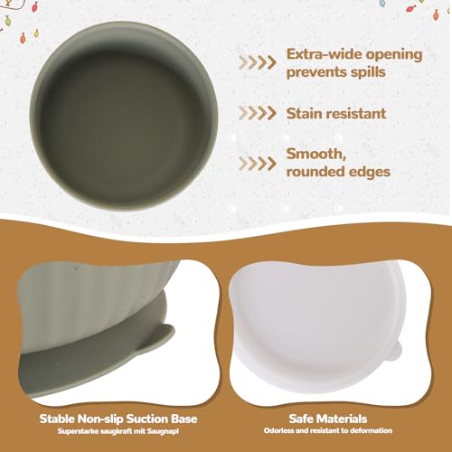 3 Stück Silikon Katzennäpfe mit Deckel, rutschfeste Saugnapf Futternäpfe Set, für Kätzchen und Kleine Hunde, Mikrowellen Spülmaschinenfest, Gestreiftes Design Haustiernäpfe