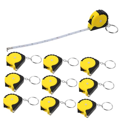 TENDYCOCO 12個 ポケットメジャー 自動巻き取り式 軽量コンパクト キーホルダー付き 測定用テープ 明るいイ ー 色識別簡単 多用途携帯可能