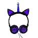 Produktbild Yiwa Gaming Kopfhörer,kopfhörer pc,Niedlichen Kinder Katze Ohr Kopfhörer verdrahtet einstellbar für Jungen Mädchen Tablet Kinder Stirnband Kopfhörer faltbar über am Ohr Spiel Headset Black Purple