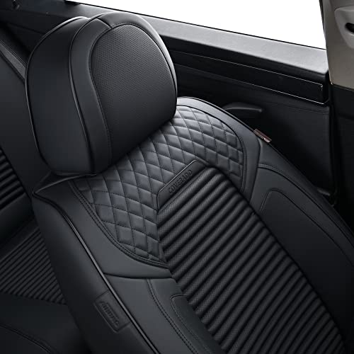 Coverado Seat Covers Full Set, 5 Seats Universal Seat Covers For Cars, Waterproof Leather Seat Protectors For Car, Seat Cushions Interior Accessoris Fit For Most Sedans, Suvs And Trucks (Black) #TOP3
