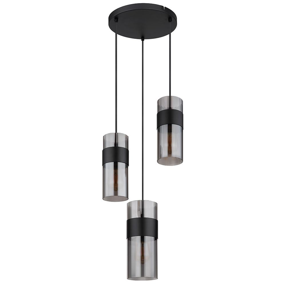 GLOBO Pendant Light Ceiling Light Glass Smoke Colour Dining Room Lamp 3 Bulbs
