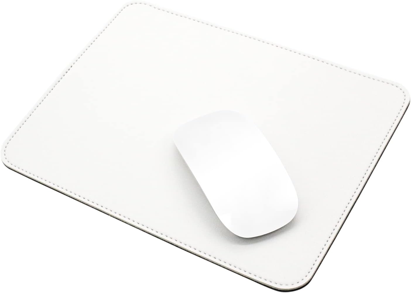 ProElifePU Leather Mouse Pad Mat 9.8'' x 7.8'' Cute Waterproof Wear-Resistant Mousepad with Anti-Slip Base/Stitched Edge for Home Office School Gaming Computer Laptop Accessories (White)