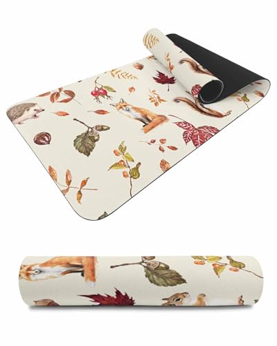 Debedcor Heat Proof Table Pads Waterproof Decorative, Fall Animals Botanical Non-Slip Table Countertop Protector, Rustic Autumn Thanksgiving Insulation Mat for Kitchen Room, 40 x 12 Inches