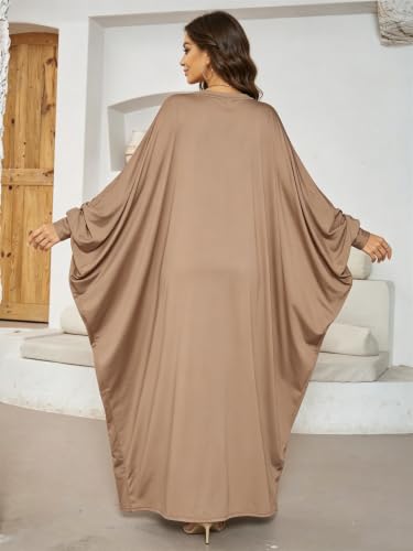 Image of Boedaty Women Soft Muslim Prayer Dress Abaya Islamic Ramadan Full of Elasticity Garment Dubai Robe