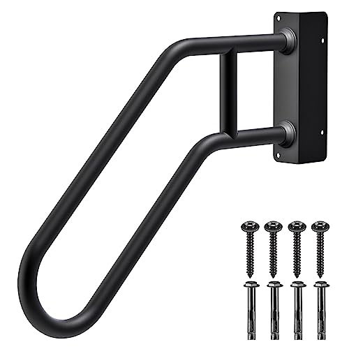 SELEWARE Heavy Duty 28 Handrails for Outdoor 1-3 Step Non-Slip Door Jamb Corner Wall Mount Stair Hand Railing Grab Bars U-Shape Safety Handle for Garage Porch Garden (Left Handed Dia 1.3 Pipe)