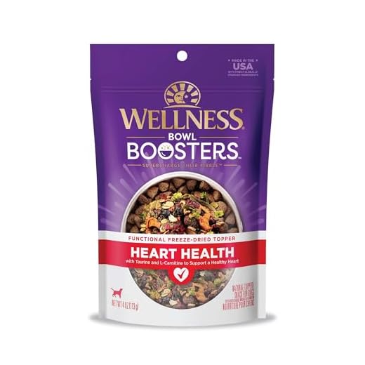 Wellness Bowl Boosters, Dog Food Topper for Small, Medium, & Large Breeds, Grain Free, Natural, Freeze Dried, Heart Health Chicken, 4 Ounce Bag (Pack of 1)