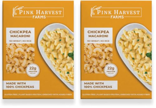 Image of Pink Harvest Farms Chickpea Pasta | No Rice - No Maida | Vegan | Gluten Free | High Protein | (Chickpea Macaroni Pasta, 200 g (Pack of 2))