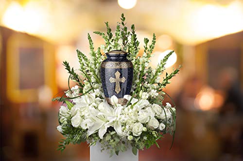 Image of Black Cross Cremation Urn for Ashes Adult Male - Personalized Cremation Urns for Human Ashes Adult Man Decorative Urns - Beautifully Handcrafted Cross Urn