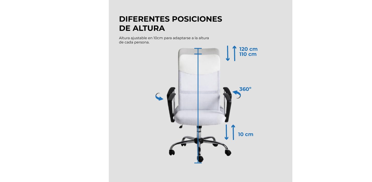 Silla de Oficina Blanca Bakus - Regalos Miguel - Máxima Ergonomía para Escritorio y Gaming