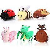 Meooeck 6 Pcs Cute Insect Plush 4 Inch Bug Stuffed Animals Ladybug Moth Beetle Bee Butterfly Mantis Keychains for Birthday Party Favors Classroom Prizes Christmas Stuffers Animal Collections