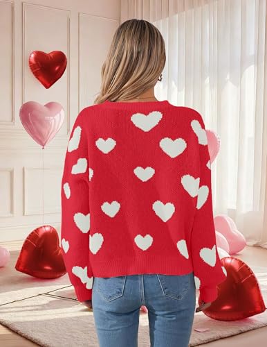 Image of Libsorge Womens Valentine Heart Sweater 2026 Valentines Day Trendy Cute Oversized Long Sleeve Pullover Sweaters