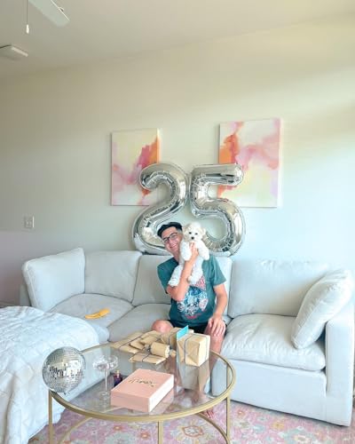 Image of Silver 5 Balloon, Number Balloons 40 Inch, 5th Birthday Balloon Decorations, Silver Party Supplies, 5 Number Balloons, Number 5 Balloon