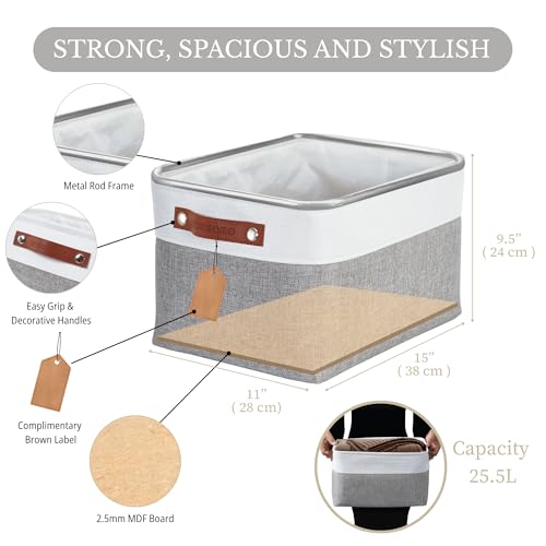 Image of DECOMOMO Foldable Storage Bin | Collapsible Sturdy Cationic Fabric Storage Basket Cube W /Handles for Organizing Shelf Nursery Home Closet (Mixed Neutral, Large - 15 x 11 x 9.5-3 Pack)