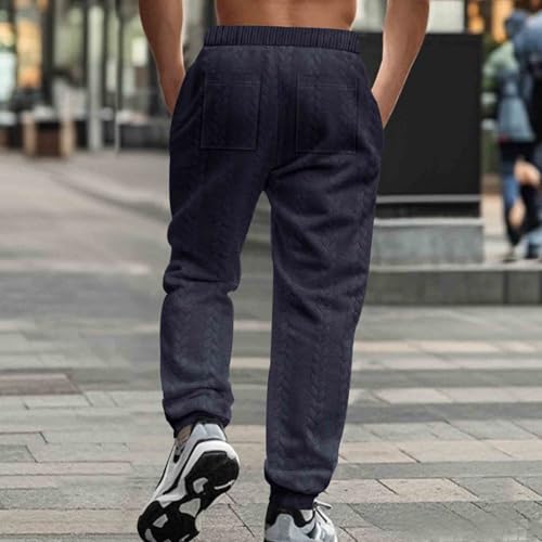 Cambkatl Men's Stylish Jacquard Joggers Outdoor Elastic Waist Lounge Pants Loose Athletic Casual Sweatpants with Pockets4