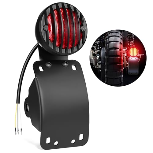 Image of Benlari Motorcycle LED Tail Light Brake Light with Bracket, Side Mount License Plate Rear Light Fit for Harley Honda Bobber Chopper Yamaha Sporster Kawasaki Suzuki (Curved, 0.75 inch)