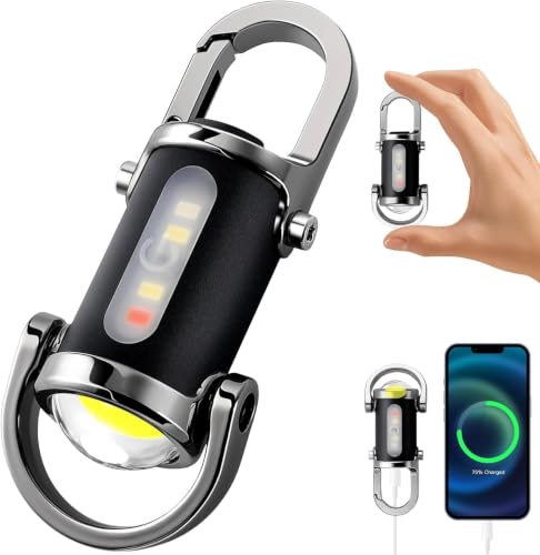 Image of Zentro Rechargeable LED Keychain Flashlight with Type-C Charging, Magnetic Base, Multi Color Light Modes, Compact Torch Light (Flashlight Keychain)
